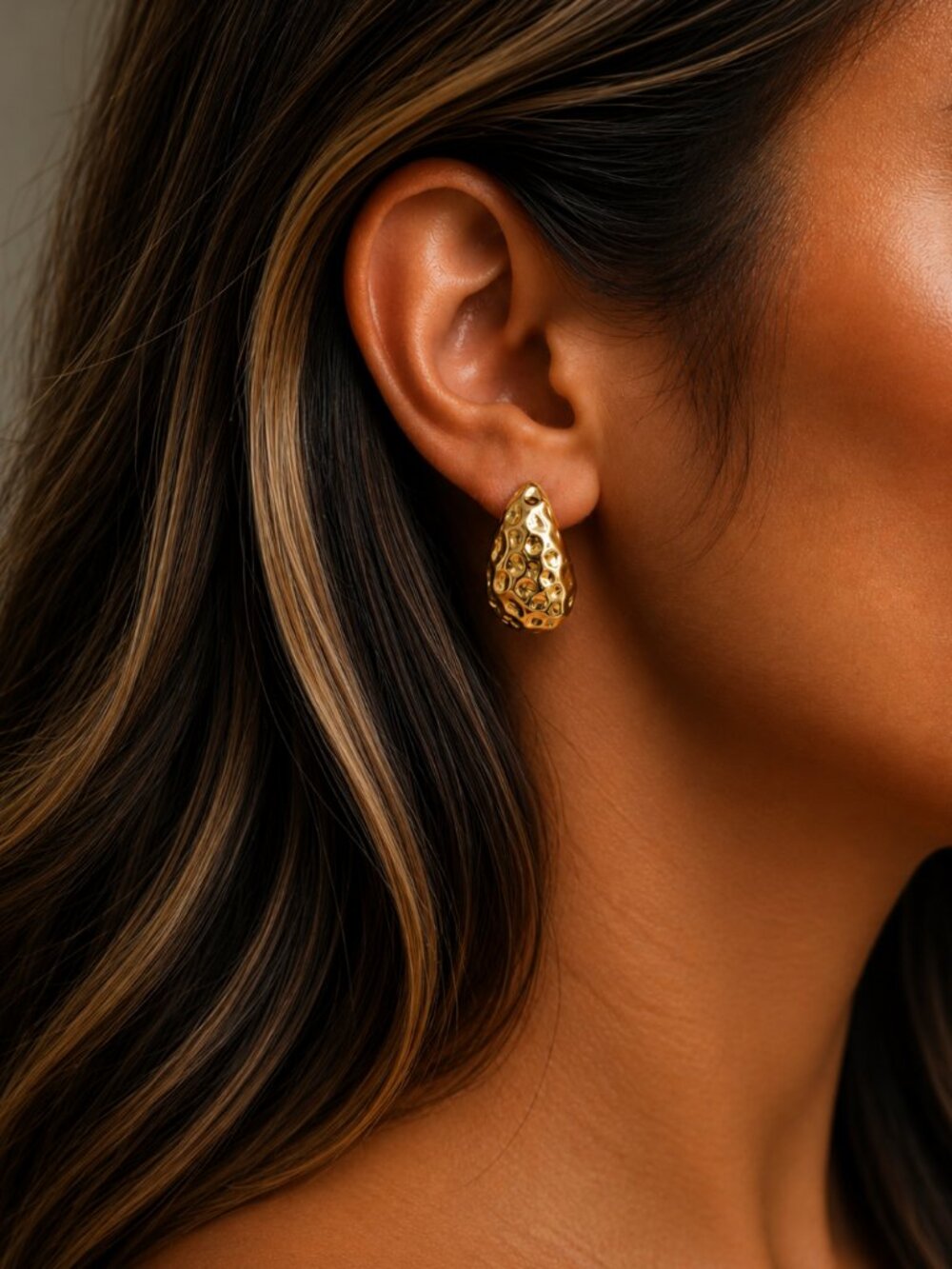 "Izzie" Hammered Petra Hoop Earrings